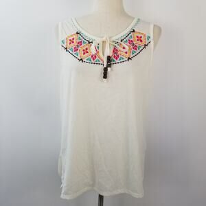French Laundry Cream Pink Blue Sleeveless Top Lovely Size XL
